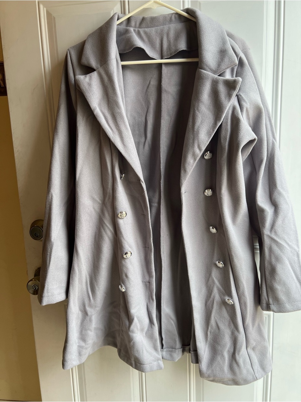 Women’s Double-Breasted Light Gray Coat Jacket